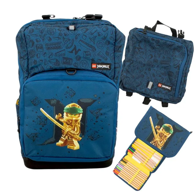 LEGO 202282214-1 Ninjago Gold/Blue Backpack with Gym Bag and Pencil Case