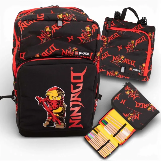 LEGO 202292302-1 Ninjago Kai Backpack with Gym Bag and Pencil Case