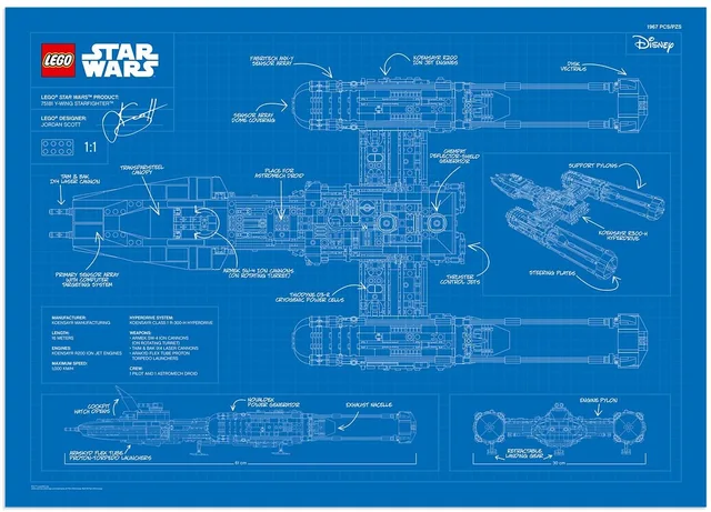 LEGO 5005624-1 UCS Y-Wing Blueprint Poster