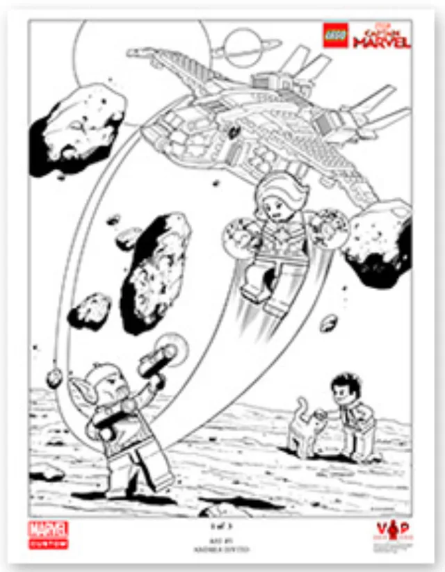 LEGO 5005876-1 Captain Marvel Black & White Art Print