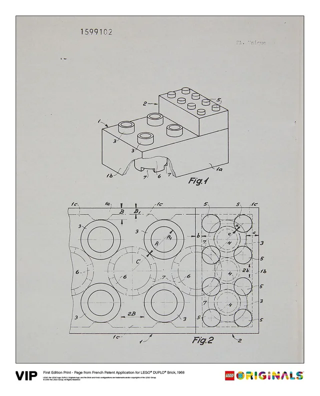 LEGO 5005998-1 French Patent LEGO DUPLO Brick 1968