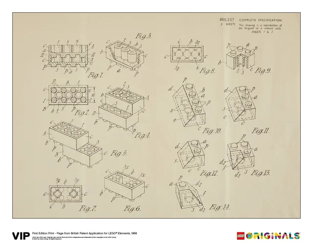 LEGO 5006004-1 1st Edition Print British Patent, 1968