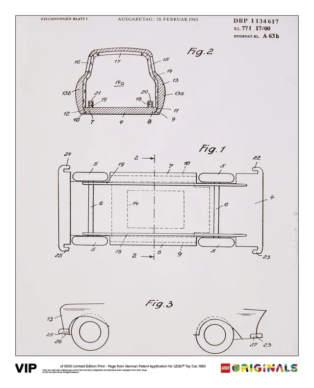 LEGO 5006006-1 German Patent LEGO Toy Car 1963