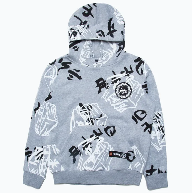 LEGO 5006227-1 HYPE X LEGO NINJAGO Grey Just Hype Faces Pullover Hoodie