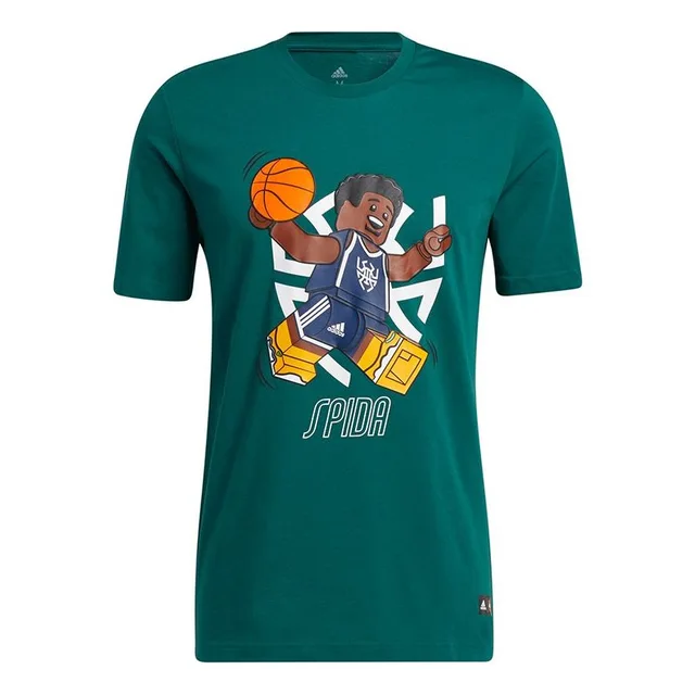 LEGO GU2716-1 adidas x LEGO Crossover Dame Ss . Mitchell Funny Blocks Basketball Green T-Shirt