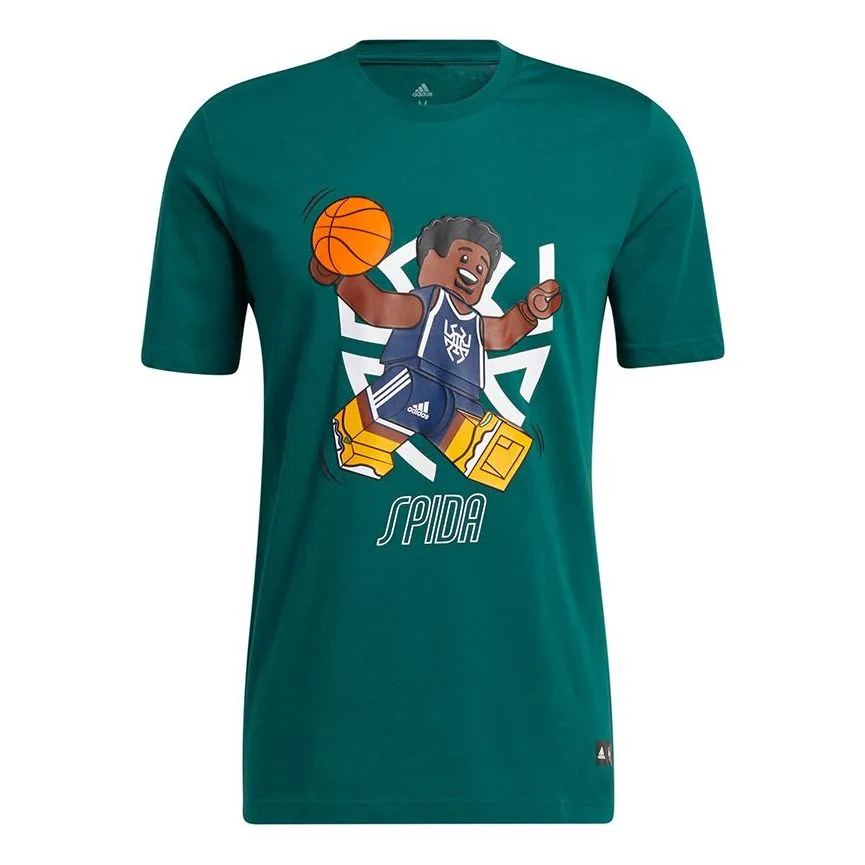 LEGO GU2716-1 adidas x LEGO Crossover Dame Ss . Mitchell Funny Blocks Basketball Green T-Shirt