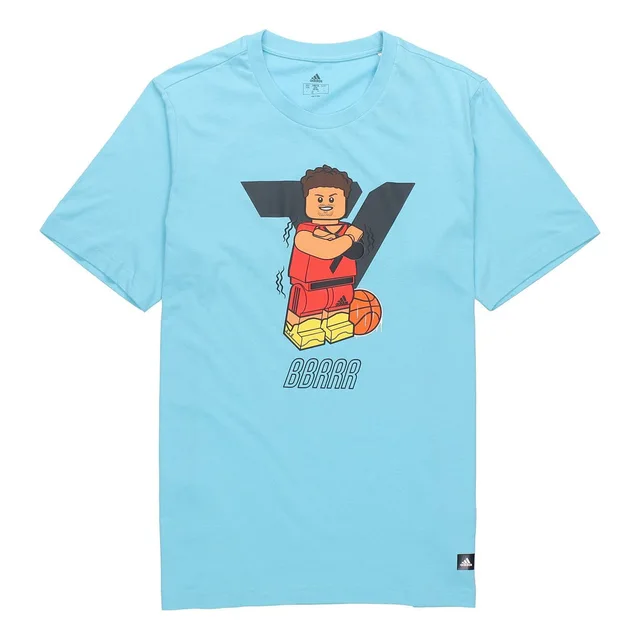 LEGO GU2717-1 adidas x LEGO Crossover Dame Ss Trey Young Funny Blocks Basketball Sky Blue T-Shirt