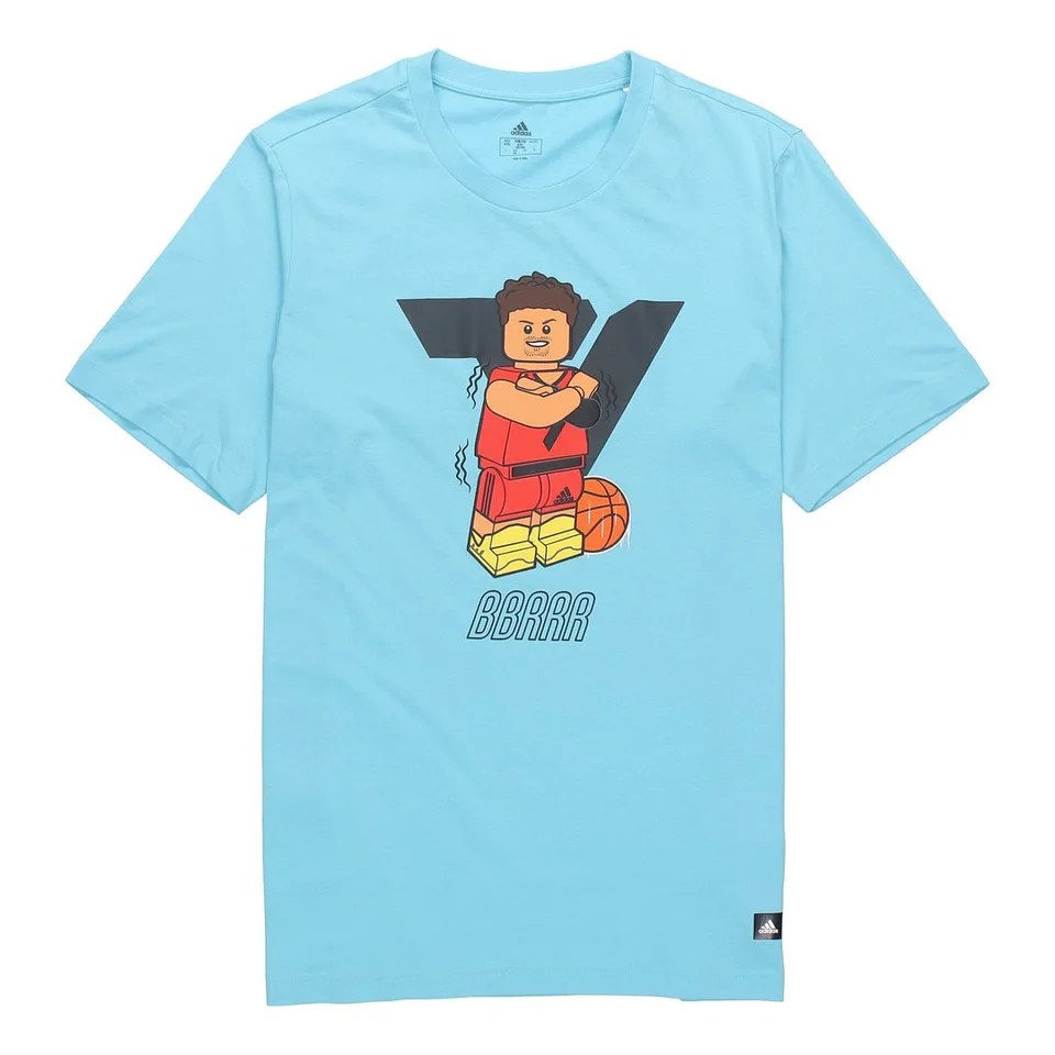 LEGO GU2717-1 adidas x LEGO Crossover Dame Ss Trey Young Funny Blocks Basketball Sky Blue T-Shirt