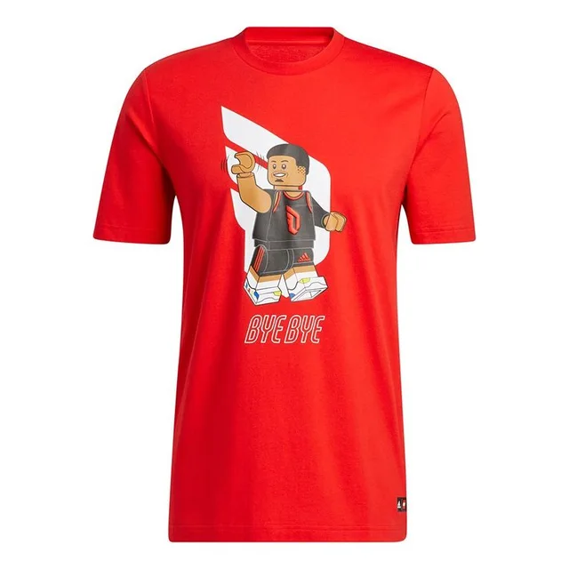 LEGO HA7056-1 adidas x LEGO Crossover Dame Ss Damian . Lillard Funny Blocks Basketball Red T-Shirt