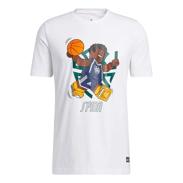 LEGO HA7057-1 adidas x LEGO Crossover Dame Ss . Mitchell Funny Blocks Basketball White T-Shirt