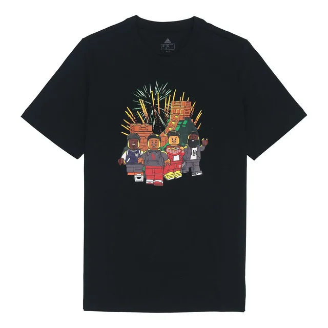 LEGO HE0864-1 adidas x LEGO Crossover Cartoon Character Great Wall Black T-Shirt