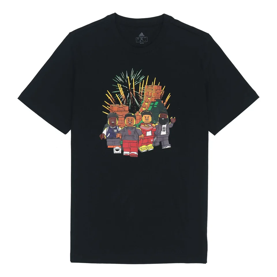 LEGO HE0864-1 adidas x LEGO Crossover Cartoon Character Great Wall Black T-Shirt