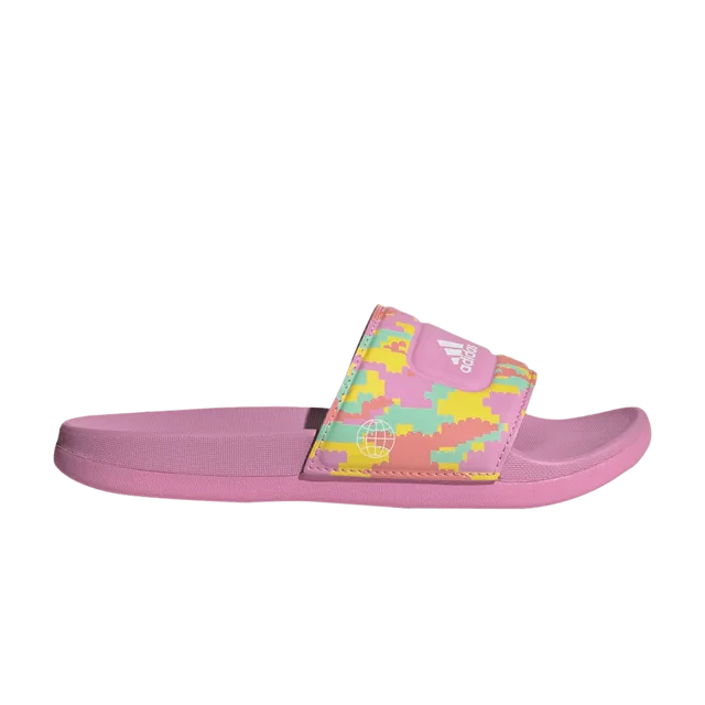 LEGO HP7596-1 adidas Adilette Slide J x LEGO (Digi Camo - Bliss Orchid) - Kids' Slides
