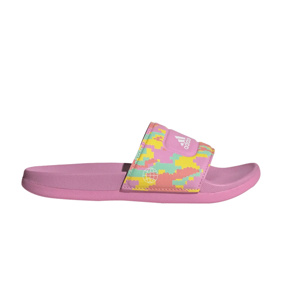 LEGO HP7596-1 adidas Adilette Slide J x LEGO (Digi Camo - Bliss Orchid) - Kids' Slides