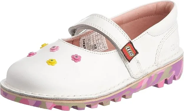 LEGO KICKERS-3 Kickers Kids Kick Bar LEGO Mary Jane Flats - White