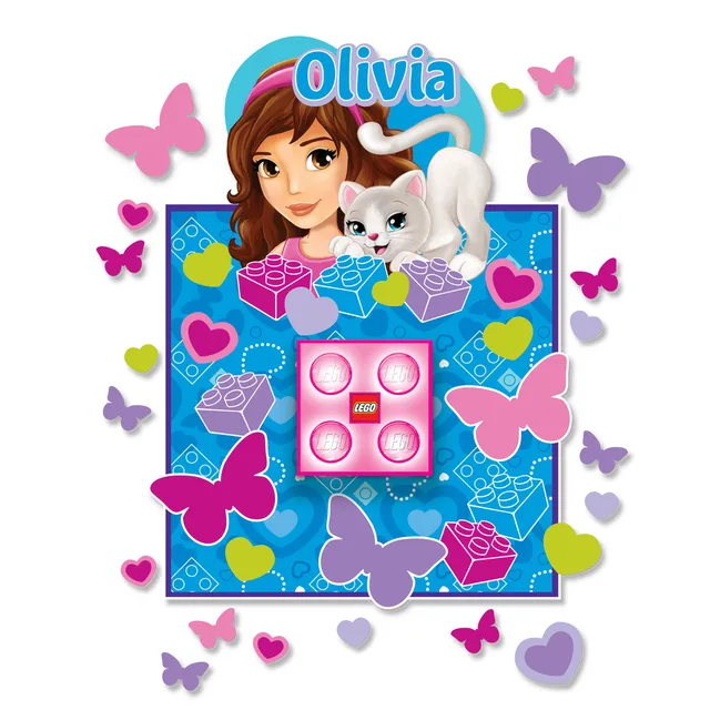 LEGO LGLNI3O-1 Friends Brick Night Light and Wall Decals - Olivia