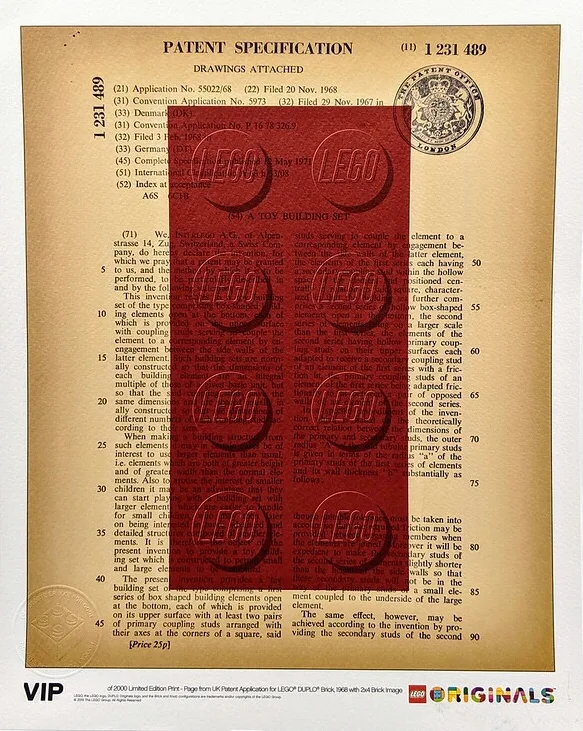 LEGO UKDUPLOPATENT-1 UK Patent LEGO DUPLO Brick 1968 Art Print